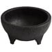 A Choice Thermal Plastic black molcajete bowl with three legs.