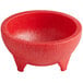 A red Choice Thermal Plastic Molcajete bowl with legs.