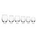 A 6 oz. clear stemless wine tasting glass.