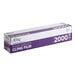 A white and purple Choice box of foodservice film with white text and a serrated cutter.