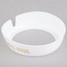 A white plastic Tablecraft collar with beige lettering that reads "Bleu Cheese"