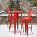 Flash Furniture CH-51080BH-2-30CAFE-RED-GG 24" Round Red Metal Indoor / Outdoor Bar Height Table with 2 Cafe Stools Main Thumbnail 1