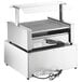 An Avantco commercial hot dog roller grill with a glass pass-through canopy.