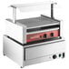 An Avantco commercial hot dog grill with a pass-through canopy over the rollers.