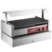 An Avantco stainless steel hot dog grill with a red lid.