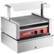 An Avantco hot dog roller grill with a pass-through canopy and a bun cabinet.
