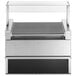 An Avantco stainless steel hot dog roller grill with a clear top tray.