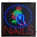 A Choice LED square neon sign with a hand holding a rose and text.