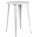 A Flash Furniture white metal round bar height table with legs.