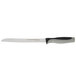 A Dexter-Russell V-Lo bread and sandwich knife with a black handle and silver scalloped blade.