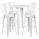 Flash Furniture CH-51090BH-4-30CAFE-WH-GG 30" Round White Metal Indoor / Outdoor Bar Height Table with 4 Cafe Stools Main Thumbnail 1