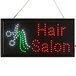 A white rectangular LED sign that says "Hair Salon" in lights.