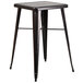 A Flash Furniture black metal square stool with legs.