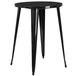 Flash Furniture CH-51090BH-2-30SQST-BK-GG 30" Round Black Metal Indoor / Outdoor Bar Height Table with 2 Square Seat Backless Stools Main Thumbnail 2
