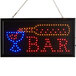 A rectangular LED bar sign with multicolor lights on a white background.