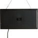 A rectangular black LED open sign with a cord hanging from a chain.