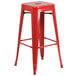 Flash Furniture CH-51090BH-4-30SQST-RED-GG 30" Round Red Metal Indoor / Outdoor Bar Height Table with 4 Square Seat Backless Stools Main Thumbnail 3