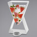 A Rosseto white acrylic beverage dispenser with watermelon water and mint leaves on ice.