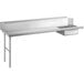 A Regency stainless steel dish table with a left side drainboard.