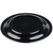 A black Carlisle Dallas Ware melamine plate with a round edge.