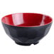 A black and red Fuji bowl with a red rim.