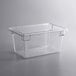 A clear plastic Cambro food storage container with a clear lid.