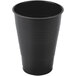 A black plastic cup with a white background.