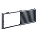 A black metal rectangular grill and frame with a vent.