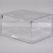 A clear plastic two tier display case with a white handle.