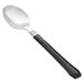 WNA Comet HRFTS480BK Reflections Duet 6 1/2" Stainless Steel Look Heavy Weight Plastic Teaspoon with Black Handle - 480/Case Main Thumbnail 2