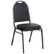 A Lancaster Table & Seating Black Stackable Banquet Chair with black cushion.