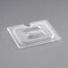 Cambro 60CWCHN135 Camwear 1/6 Size Clear Polycarbonate Handled Lid with Spoon Notch Main Thumbnail 3