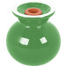 A green Fiesta salt shaker with a white lid and a hole.