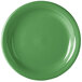 A green Fiesta® china appetizer plate with a white background and a rim.