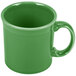 A green coffee mug with a Fiesta logo and a green handle.