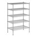 A wireframe of a Regency metal shelving unit with four shelves.
