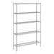 A wireframe of a Regency chrome wire shelving unit with four shelves.