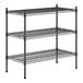 A Regency black metal wire shelving kit with three shelves.