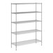 A wireframe of a Regency chrome wire shelving unit with five shelves.