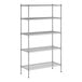 A wireframe of a Regency chrome wire shelving unit with five shelves.