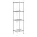 A wireframe Regency chrome wire shelving unit with four shelves.