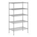 A wireframe of a Regency metal wire shelving unit with four shelves.