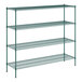 A green Regency wire shelving kit with four shelves.