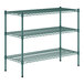 A Regency green metal wire shelving kit with three shelves.