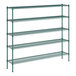 A green Regency wire shelving kit with five shelves.