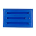 A blue rectangular plastic cover with holes.