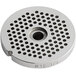 A stainless steel #12 grinder plate with 1/8" holes.