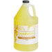 A yellow plastic jug of Narvon Lemonade Concentrate with a handle.