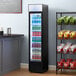 Galaxy GDN-5 16 1/2" Black Swing Glass Door Merchandiser Refrigerator with Red, White, and Blue LED Lighting Main Thumbnail 1