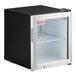 A black and silver Galaxy Countertop Display Refrigerated Merchandiser with the door open.